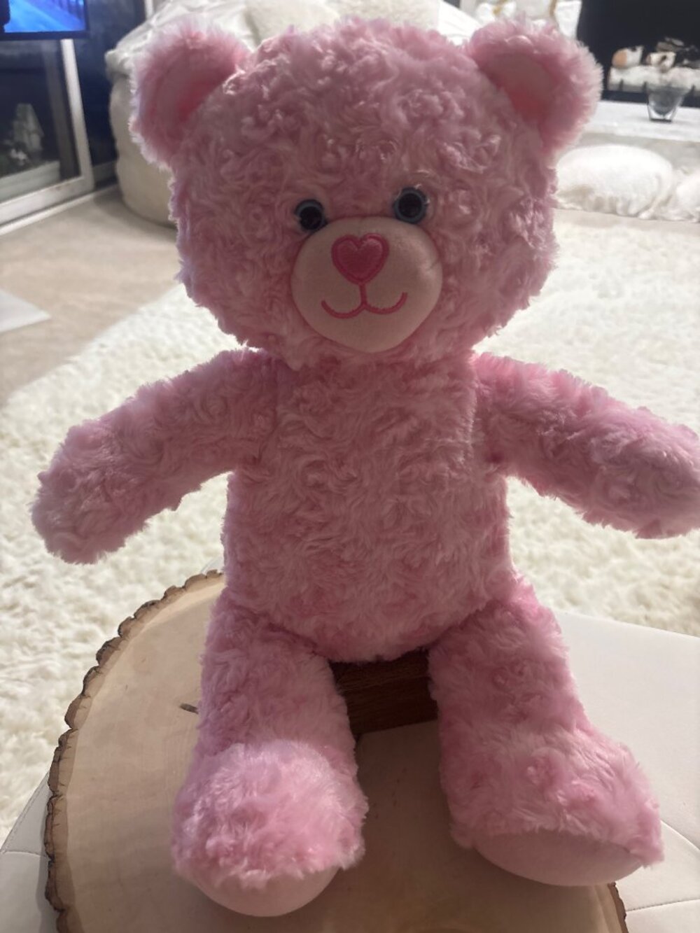 Build-A-Bear Pink Plush Teddy Bear 16 Inch Heart Nose Stuffed Animal